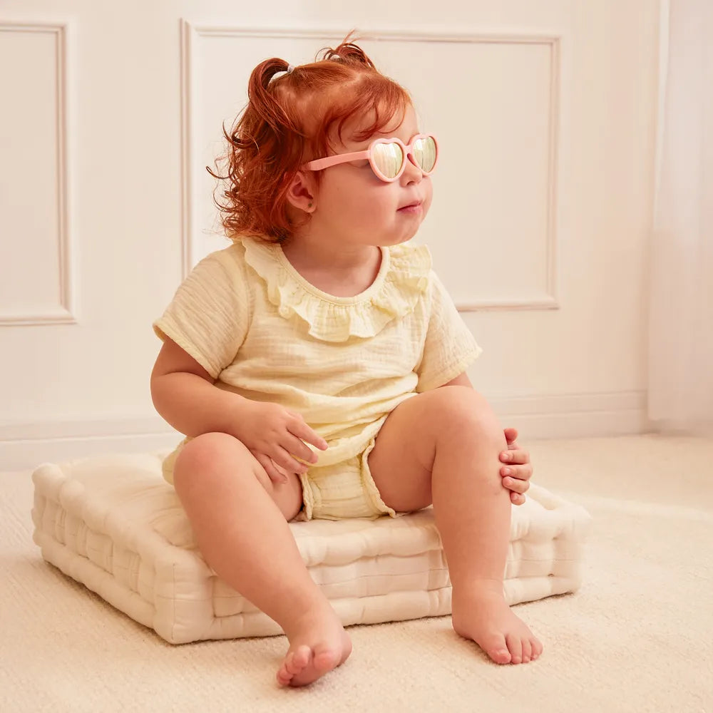Óculos de Sol Infantil Buba Rosa Coração com Armação Flexível e Proteção UVA/UVB