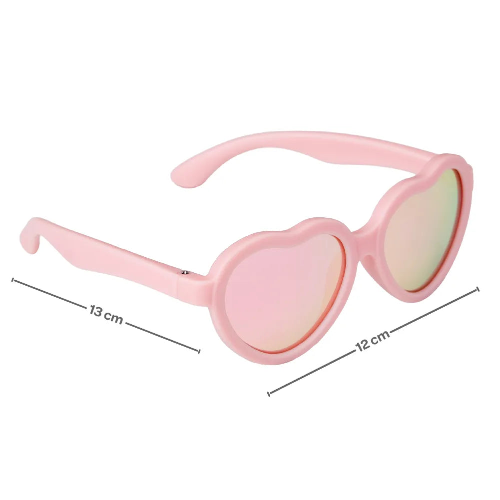 Óculos de Sol Infantil Buba Rosa Coração com Armação Flexível e Proteção UVA/UVB