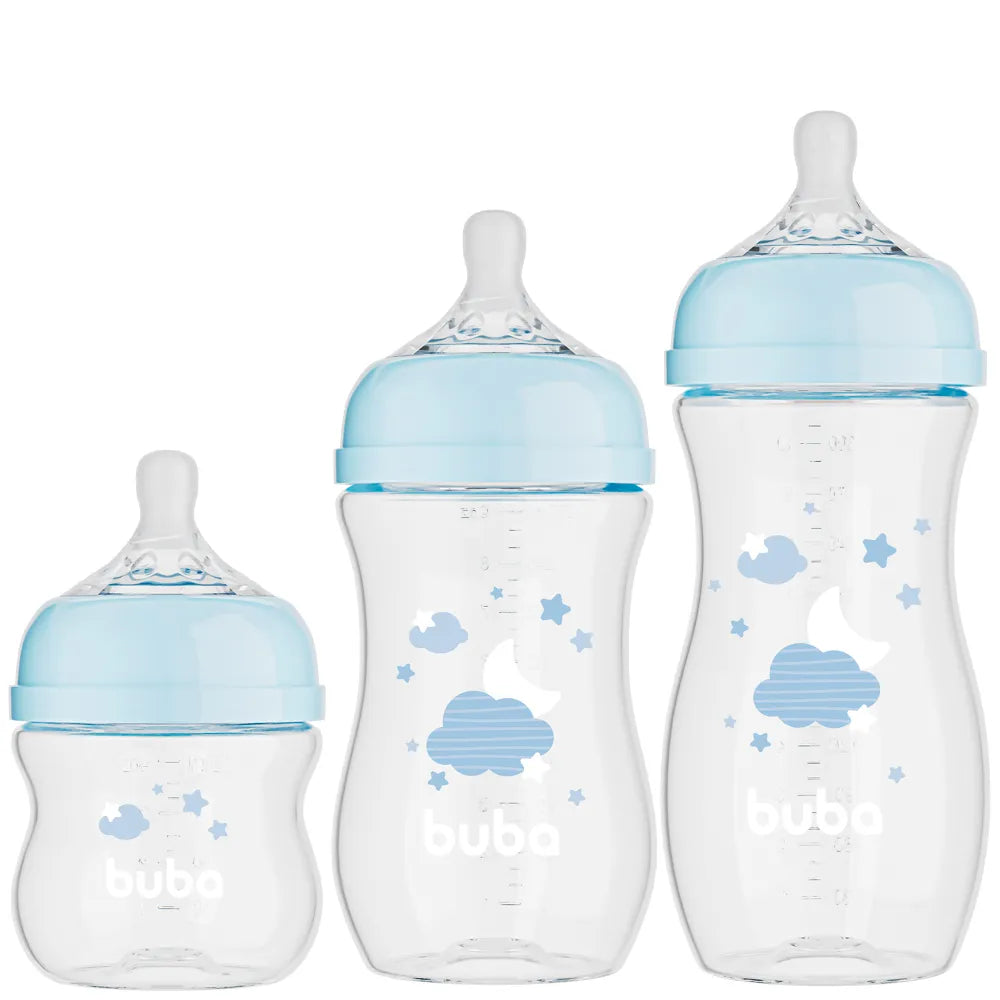 Kit Mamadeiras Buba Easy Flow Nuvem Anticólica com 3 Unidades