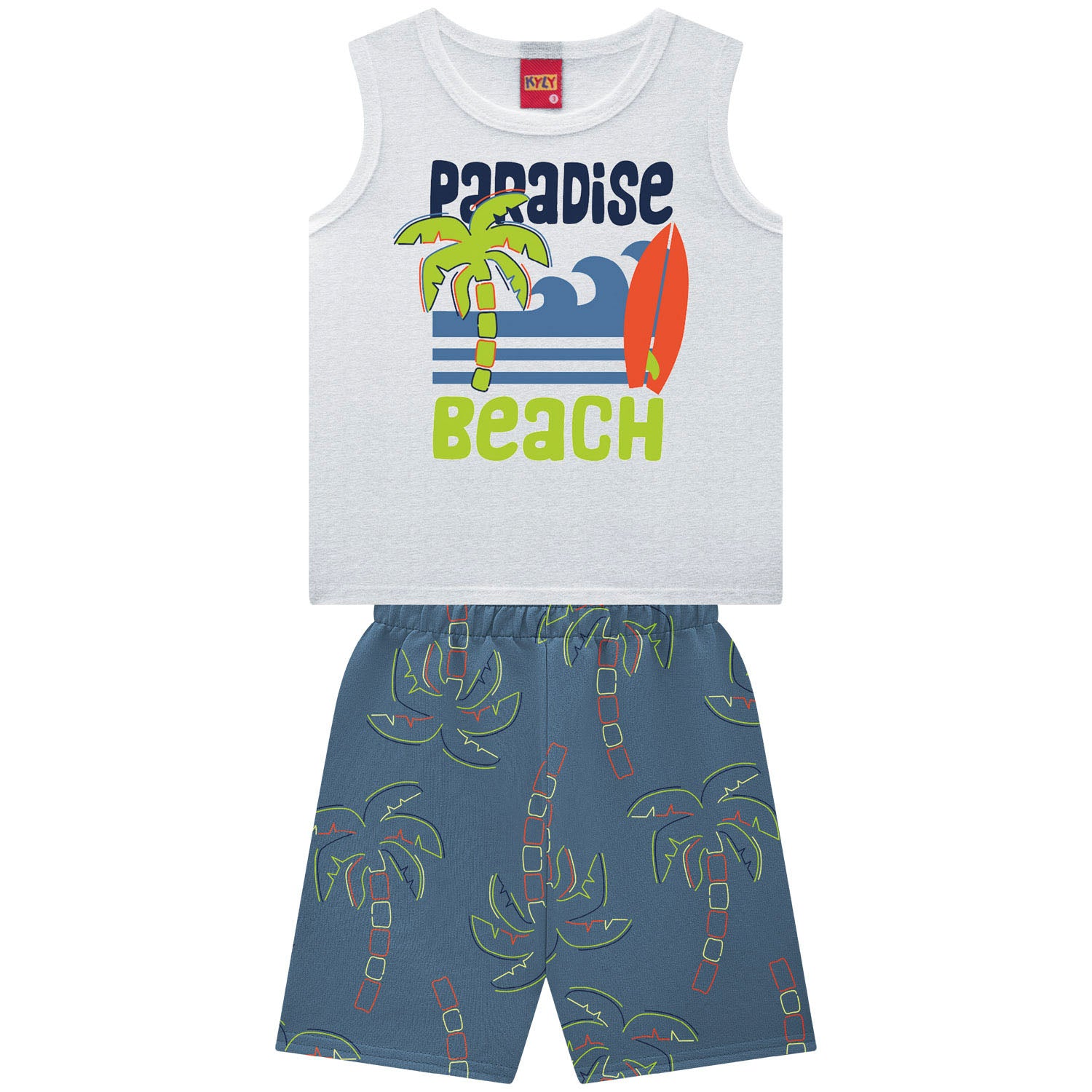 Conjunto Infantil Masculino Kyly Paradise Beach Regata e Bermuda