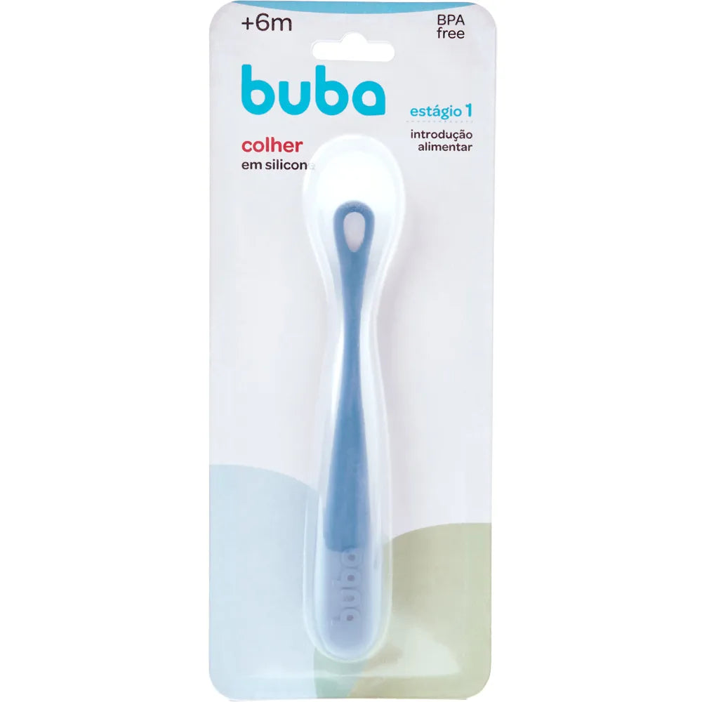 Colher de Silicone Infantil Buba para Introdução Alimentar 6M+
