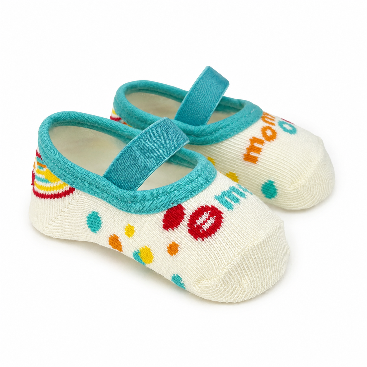 Meia Sapatilha Puket Mom Ou Dad Bebê Off White 0 a 4 Meses Confortável