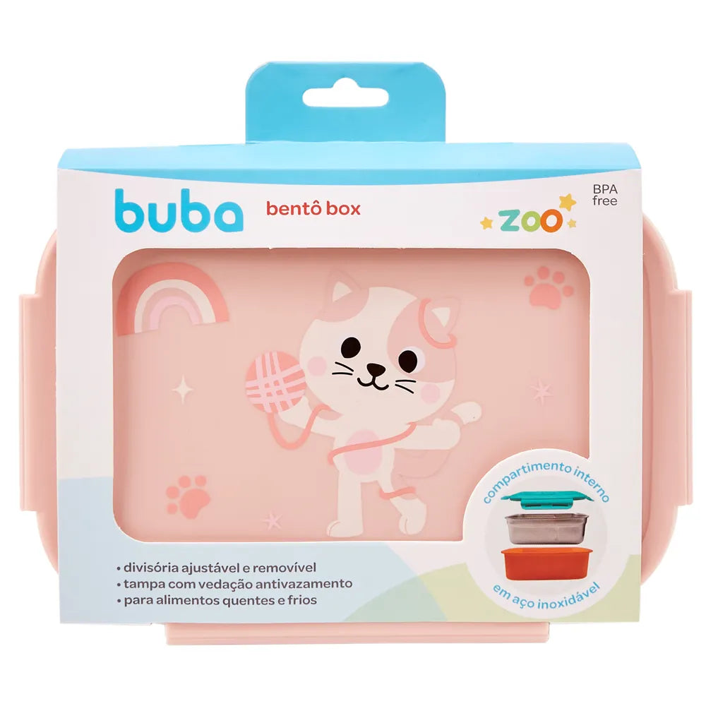 Pote Bentô Box Buba Zoo 600 ml em Aço Inox com Divisória