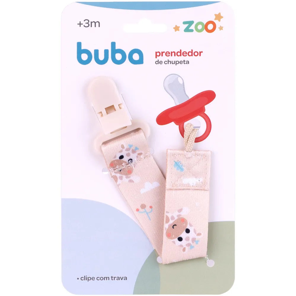 Prendedor de Chupeta Infantil Buba Zoo +3M Livre de BPA