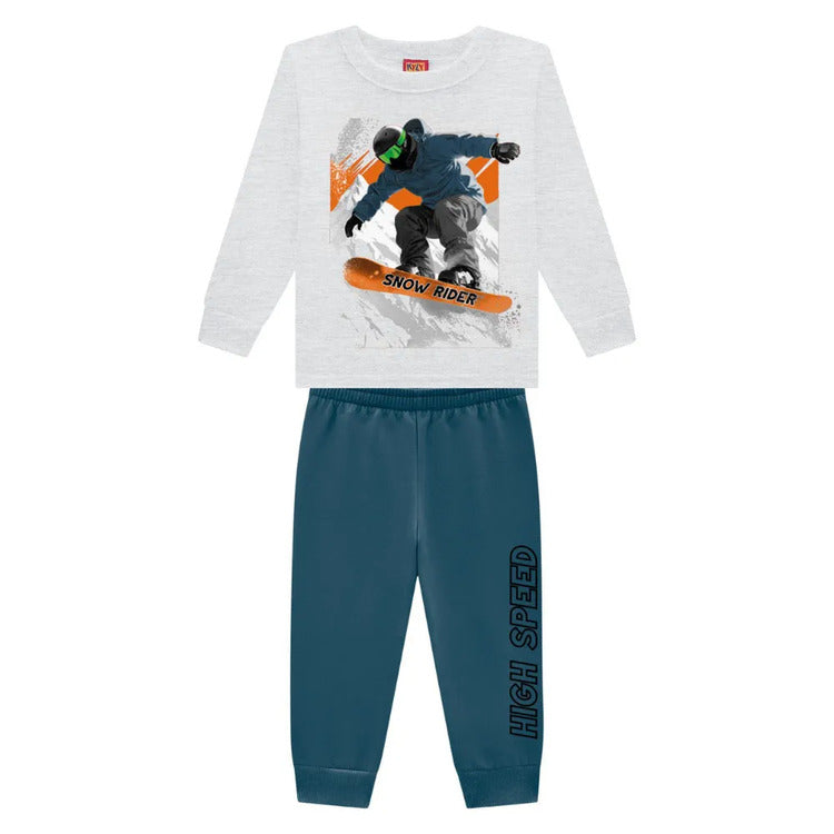 Conjunto Infantil Masculino Kyly Snow Rider em Moletom com Punho