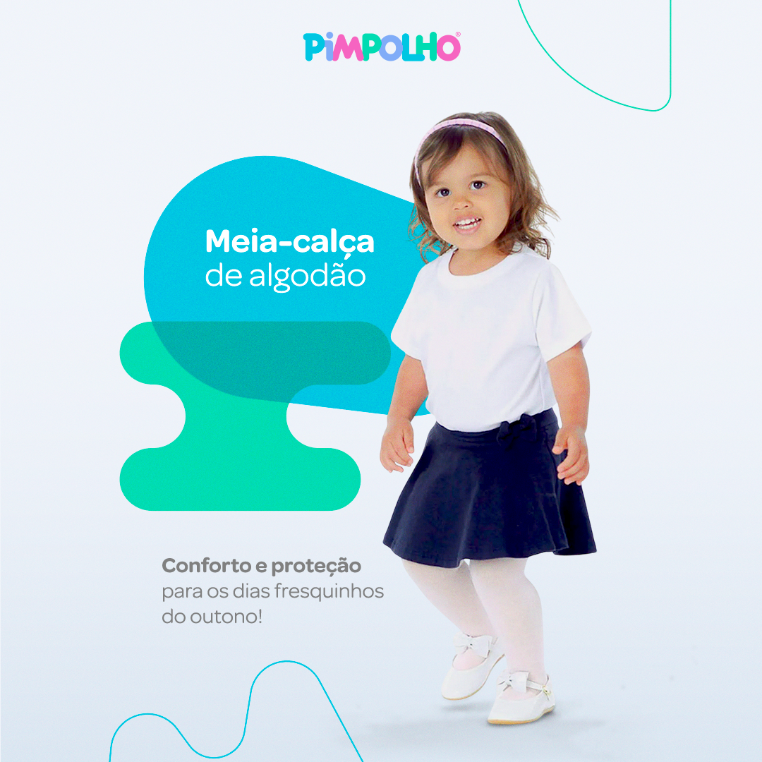 Meia-Calça Infantil Pimpolho Algodão Lisa e Confortável