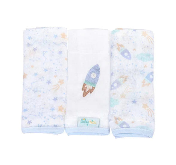 Pano De Boca Baby Nice Bordado E Estampado 3 Peças
