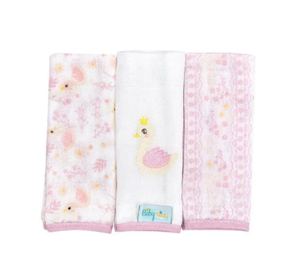 Pano De Boca Baby Nice Bordado E Estampado 3 Peças
