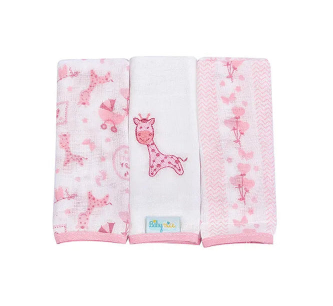 Pano De Boca Baby Nice Bordado E Estampado 3 Peças