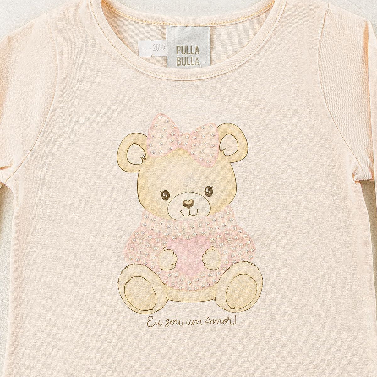 Blusa Infantil Menina Pulla Bulla Manga Longa 100% Algodão Ursinha