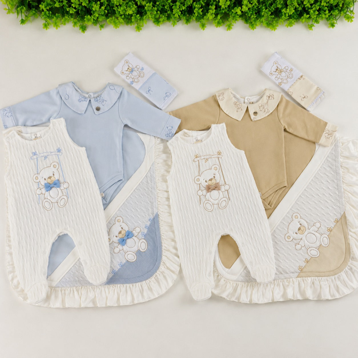 Saída de Maternidade Pipoquinhas Baby Tricot Everest Urso no Balanço 4 Peças - Conforto e Encanto Lúdico para o Príncipe