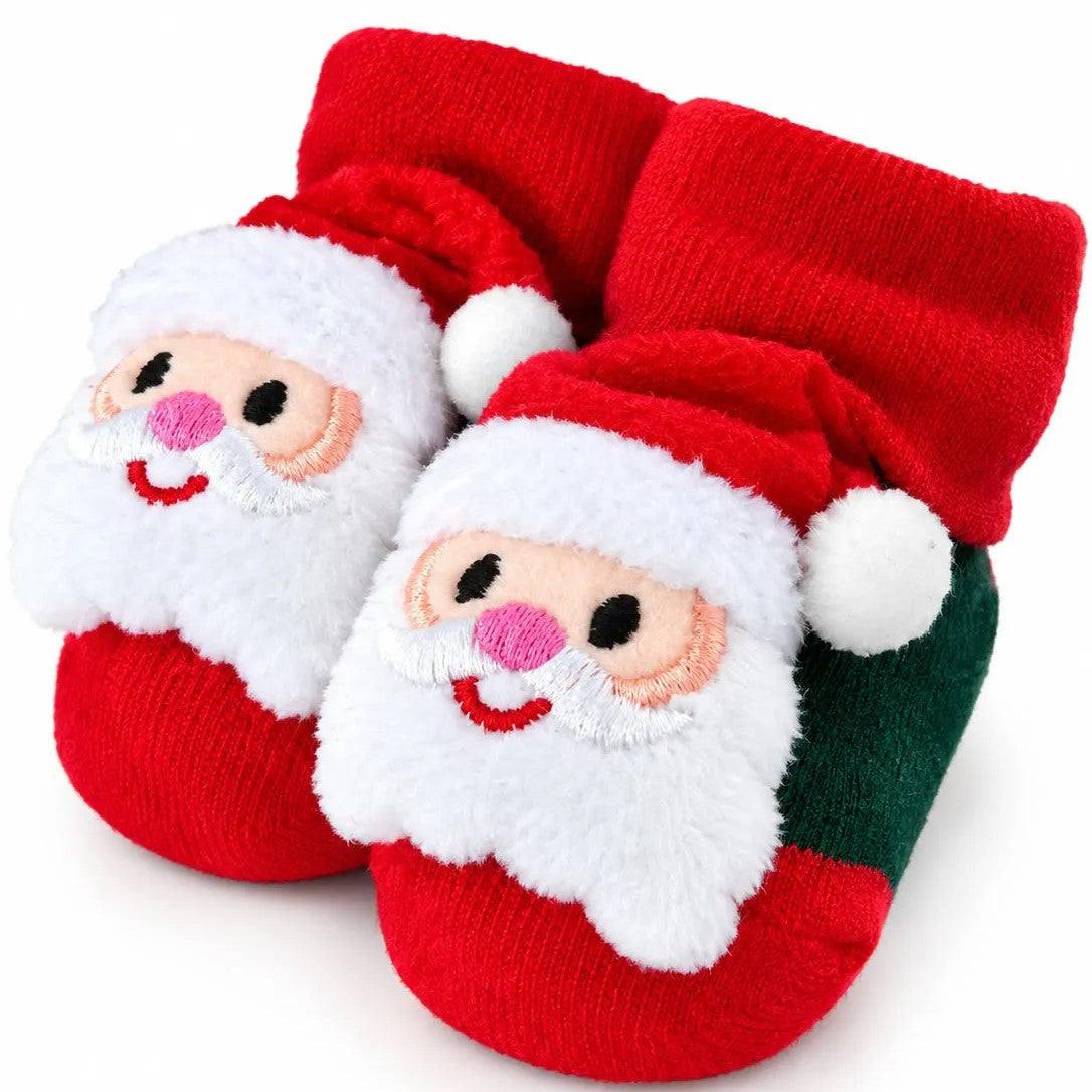 Meia Pantufa Infantil Bebê Plin Baby Natal Antiderrapante com Bichinho 3D