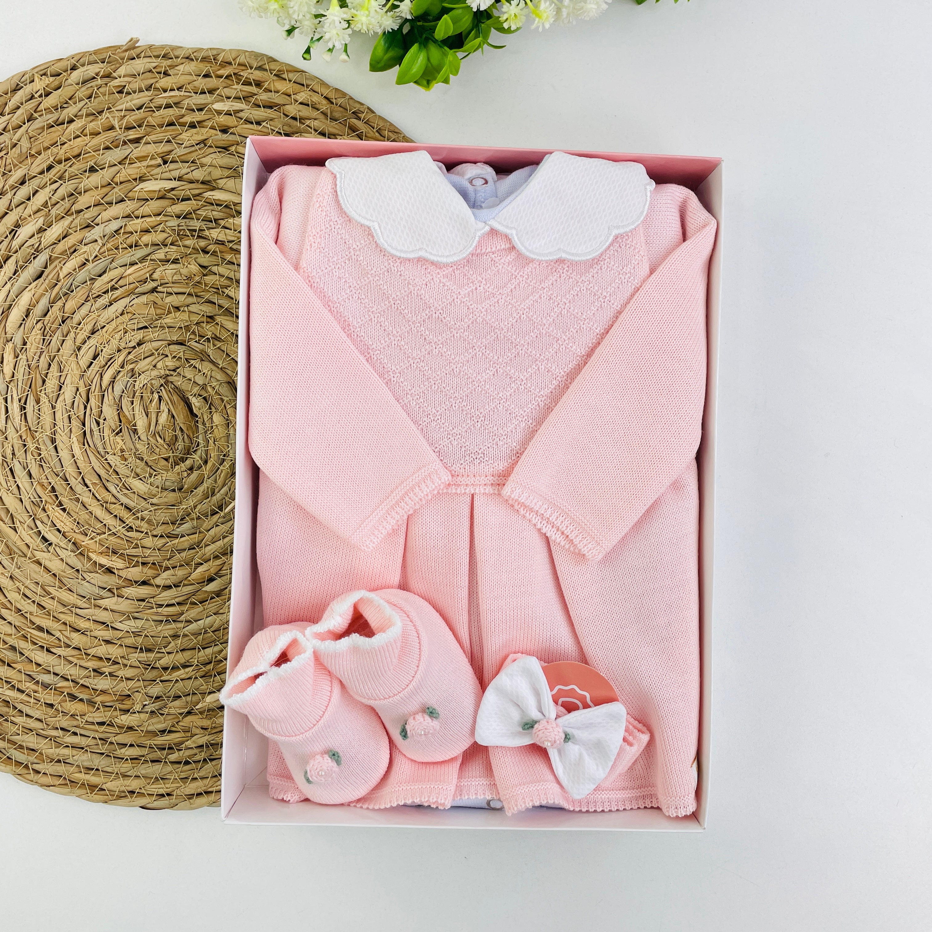 Kit Vestidinho Sanches Baby Em Tricot 4 Peças