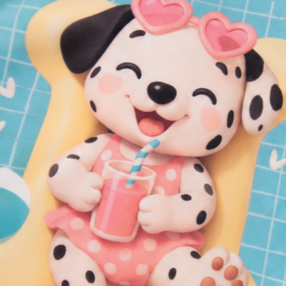 Maiô Manga Longa Infantil Baby Kamylus Tchibum Cachorrinha com Chapéu Proteção UV 50+ Dri-Fit