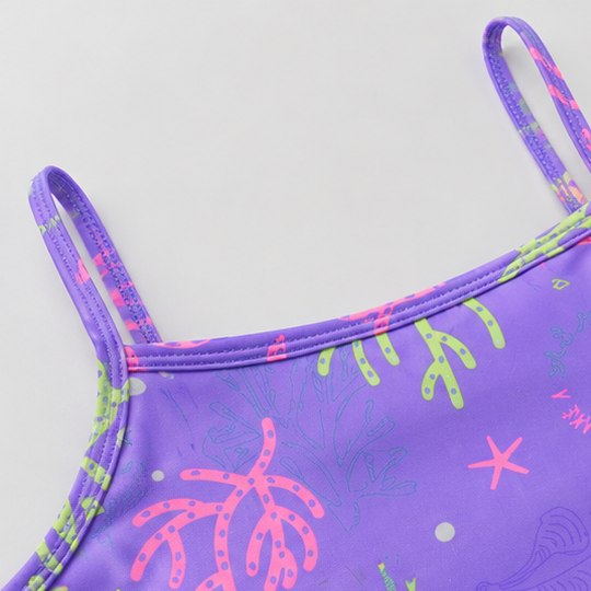 Conjunto Biquíni Infantil Feminino Kamylus Tchibum Fundo do Mar Estampado Proteção UV 50+ Dri-Fit