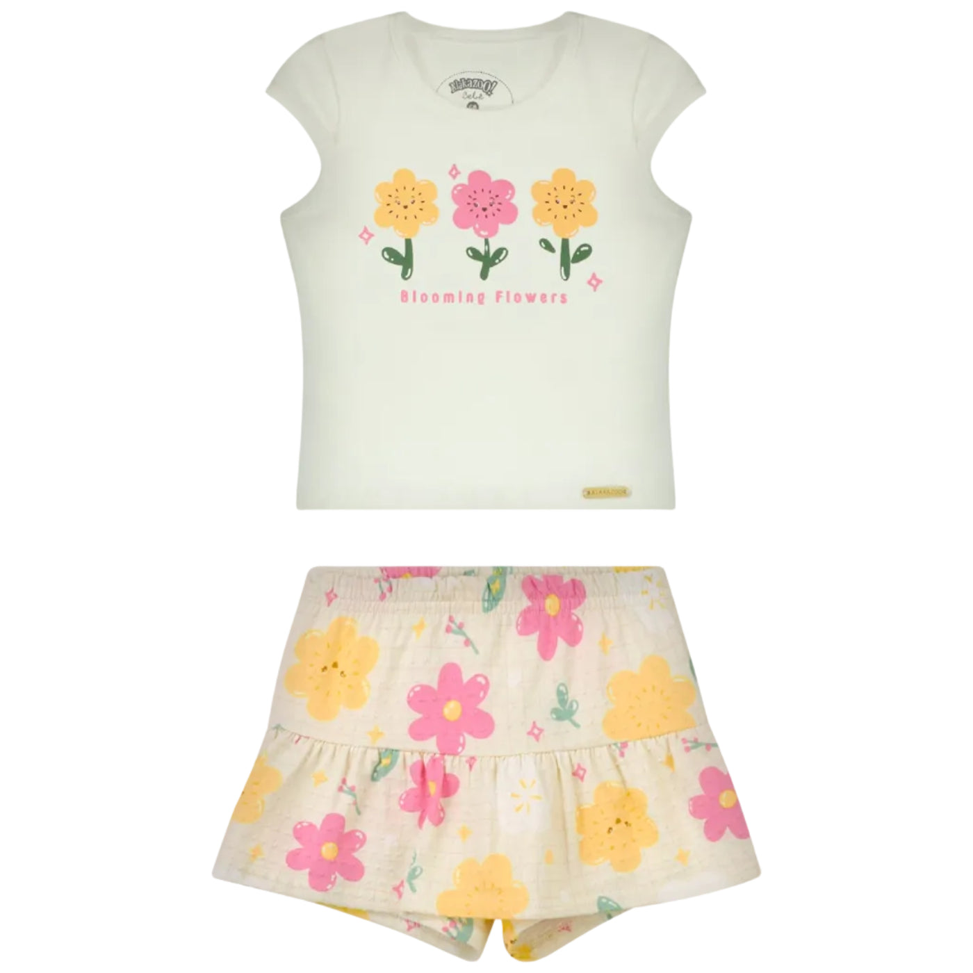 Conjunto Infantil Feminino Alakazoo Blooming Flowers Blusa e Short-Saia