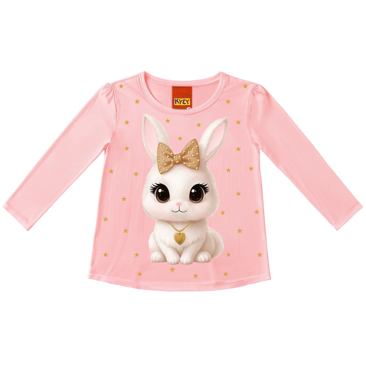Blusa Infantil Kyly Feminina Manga Longa Coelhinha Estampada