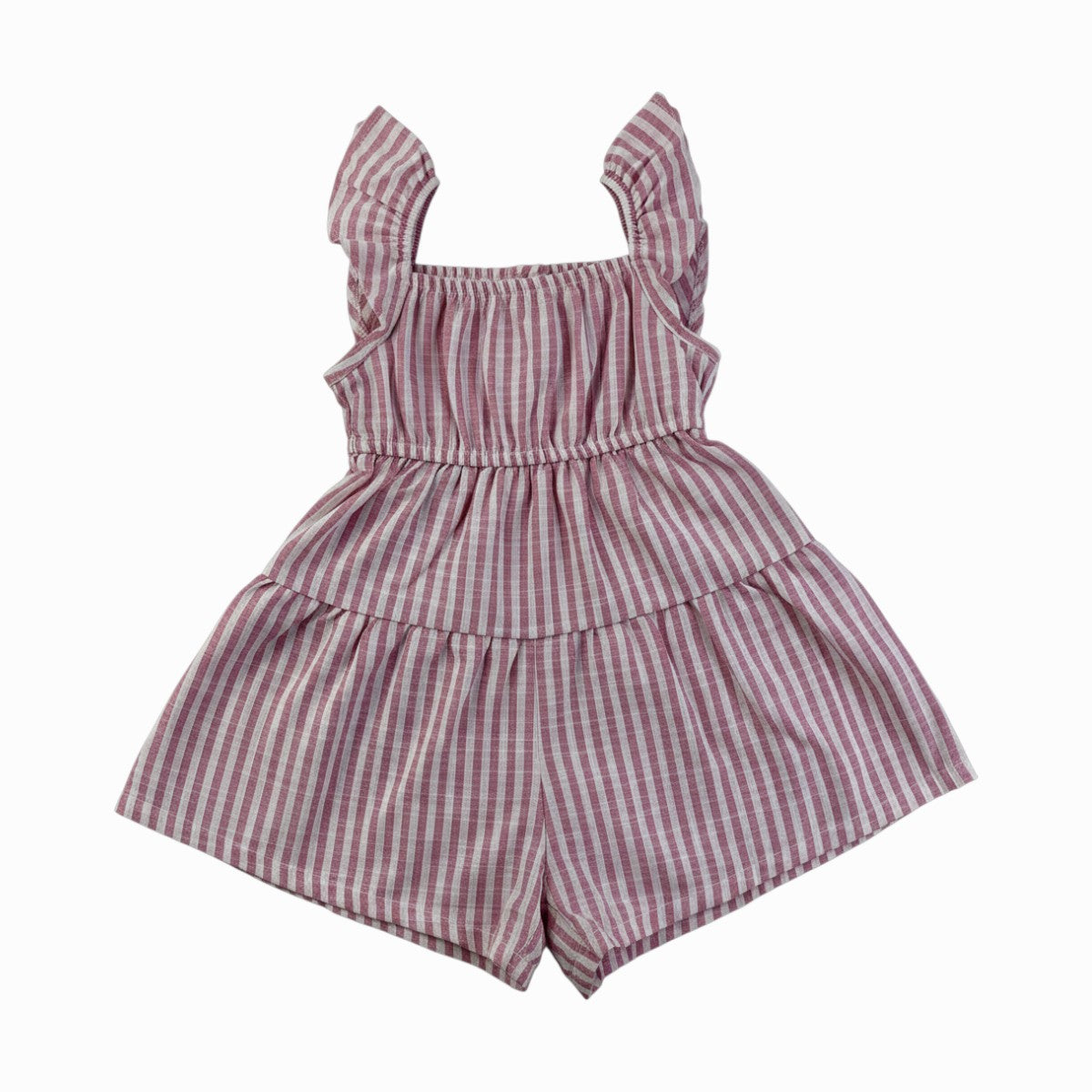 Macaquinho Feminino Infantil Fun Jeans Flower Listrado