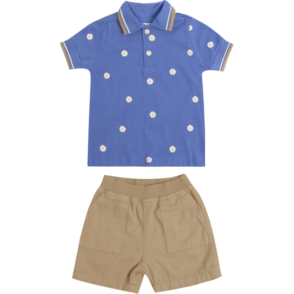 Conjunto Infantil Masculino Have Fun Futebol Camisa Polo e Bermuda Sarja