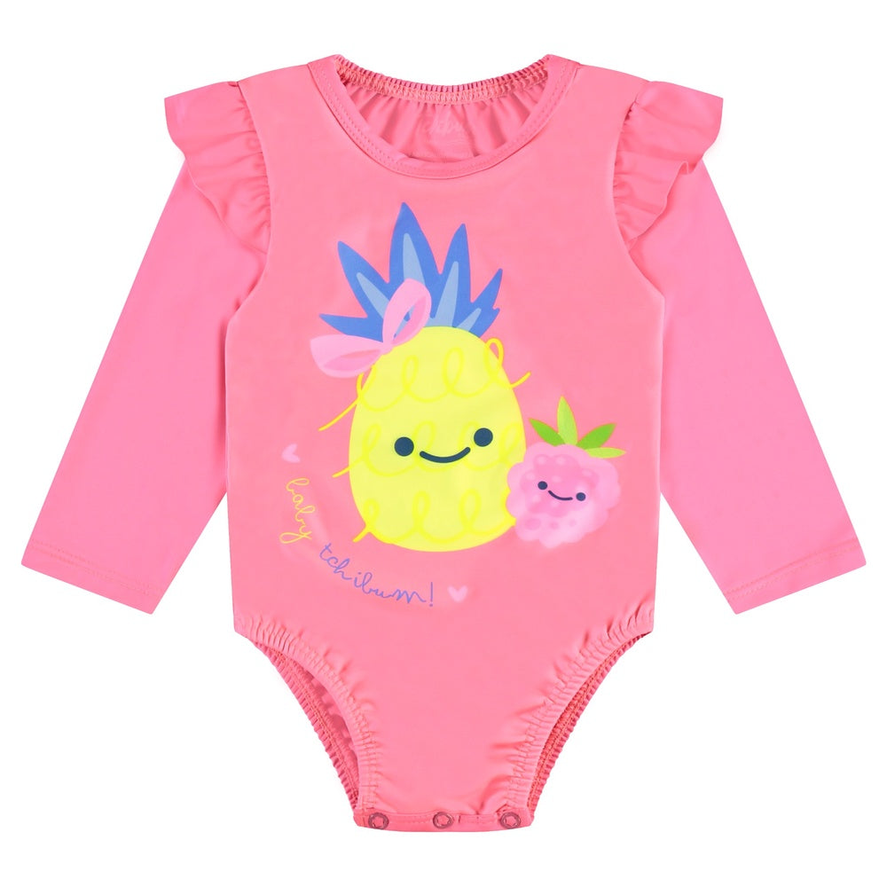 Maiô Manga Longa Infantil Baby Kamylus Tchibum Abacaxi Proteção UV 50+ Dri-Fit