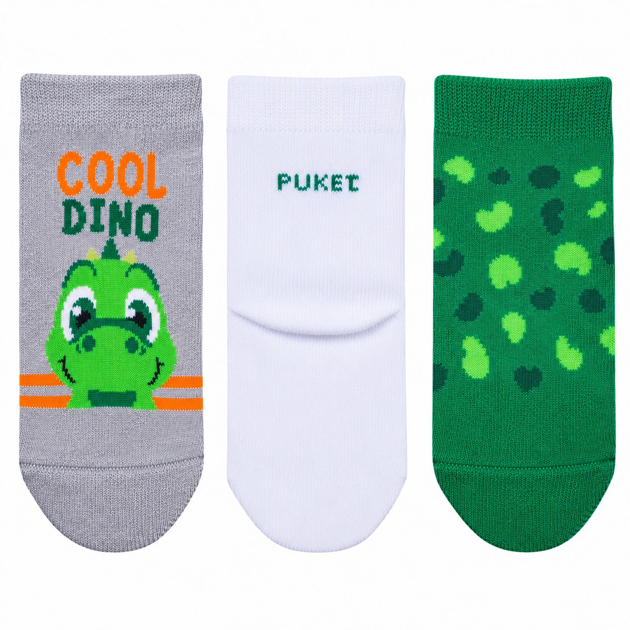 Kit Meia Puket Dino 0 a 4 Meses com 3 Pares