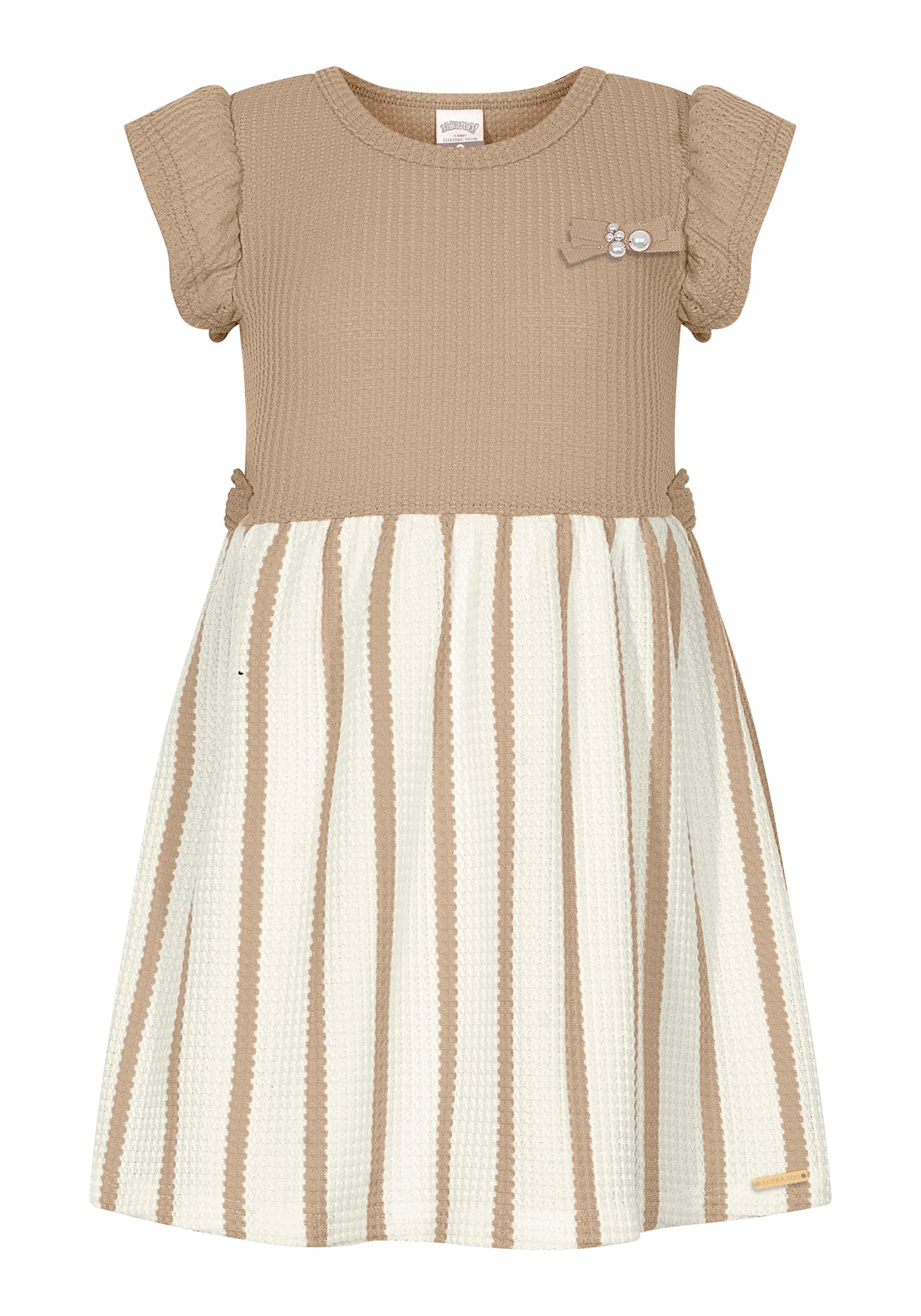 Vestido Infantil Alakazoo Listrado Malha Crochê Imperial