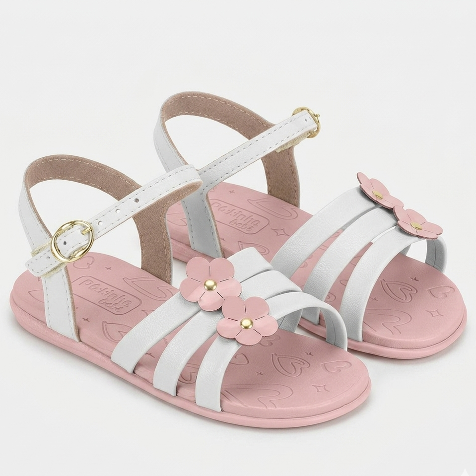 Sandália Infantil Molekinha Tiras Flores