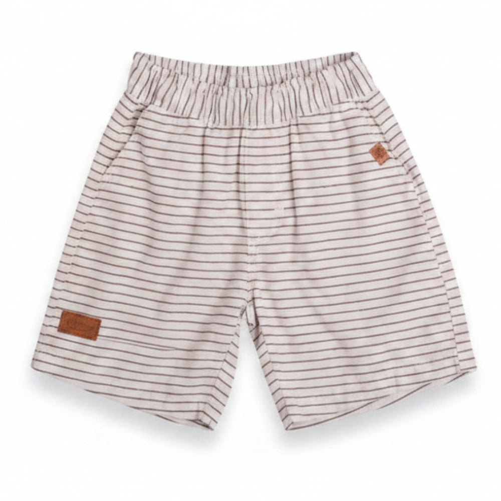 Conjunto Infantil Masculino Have Fun Grow Camiseta e Bermuda Tecido Eco Listrado