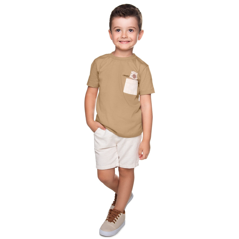 Conjunto Infantil Masculino Have Fun Capivara Camiseta e Bermuda Eco