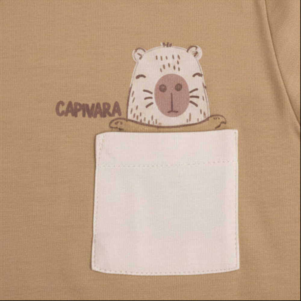 Conjunto Infantil Masculino Have Fun Capivara Camiseta e Bermuda Eco