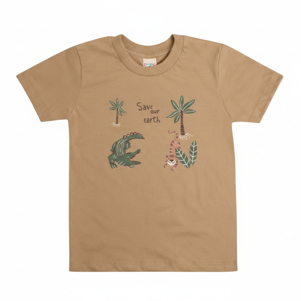Conjunto Infantil Masculino Have Fun Save Earth Camiseta e Bermuda Moletom Eco
