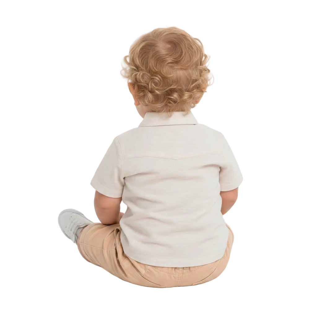 Conjunto Infantil Masculino Have Fun Essence Camisa Linho Texturizado e Bermuda Sarja