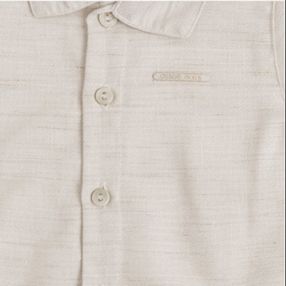 Conjunto Infantil Masculino Have Fun Essence Camisa Linho Texturizado e Bermuda Sarja