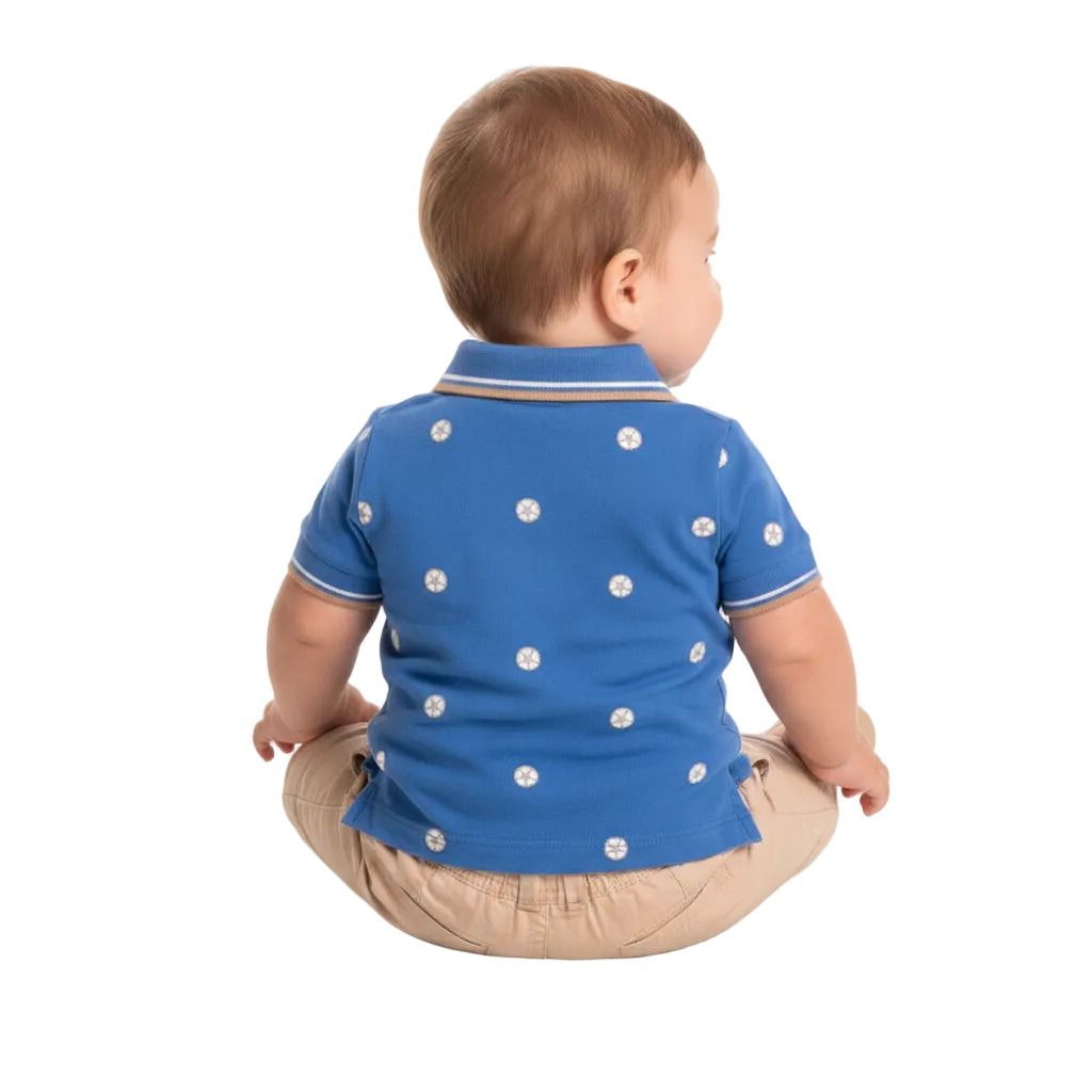 Conjunto Infantil Masculino Have Fun Futebol Camisa Polo e Bermuda Sarja