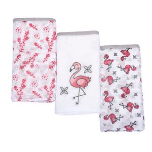 Kit Fralda Compose Bordada E Estamapada Com Bainha 3 Peças
