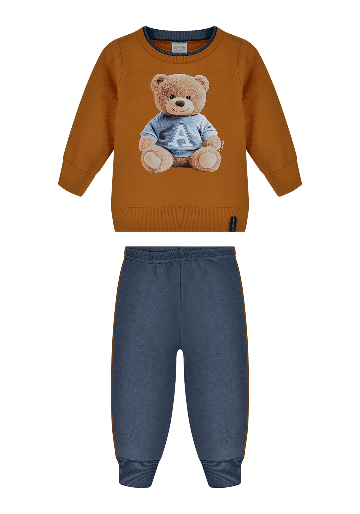 Conjunto Infantil Alakazoo em Moletom Felpado com Estampa de Urso
