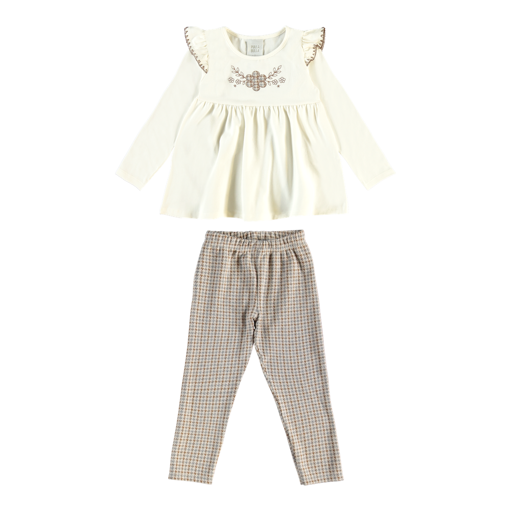 Conjunto Infantil Feminino Pulla Bulla Flor Bordada - Conforto, Estilo e Delicadeza Clássica