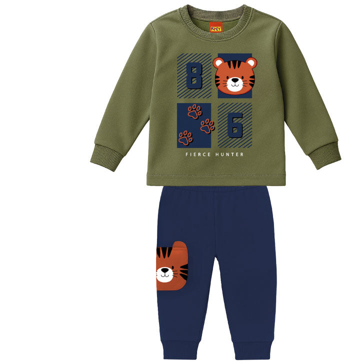 Conjunto Infantil Masculino Kyly Moletom Peluciado Fierce Hunter Tigre