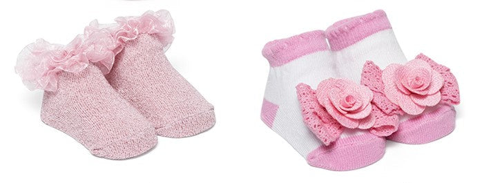 Kit 2 Pares de Meia Bebê Pimpolho Festinha com Laço RN Feminina