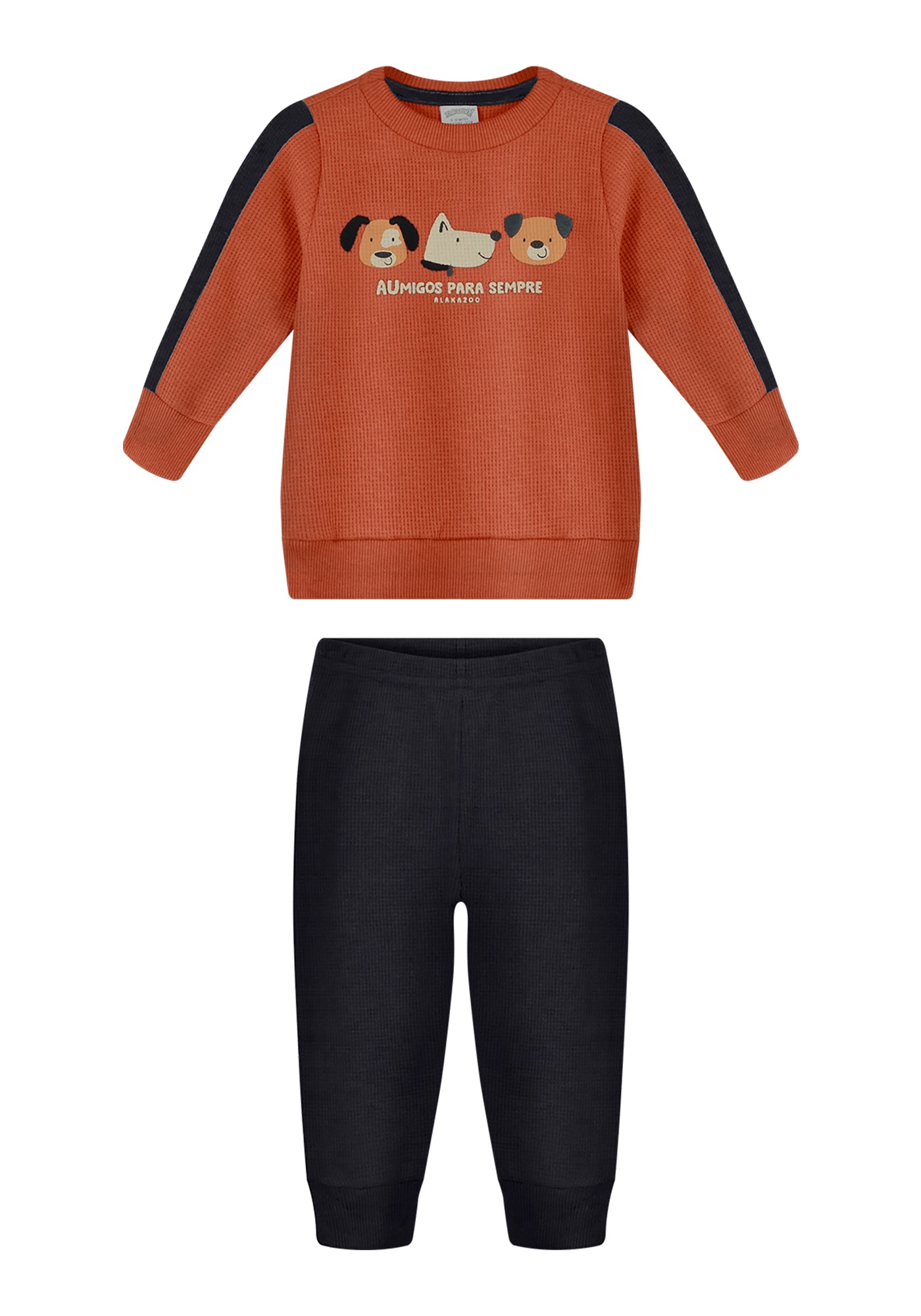 Conjunto Infantil Masculino Alakazoo Manga Longa Meia Malha Penteada Aumigos