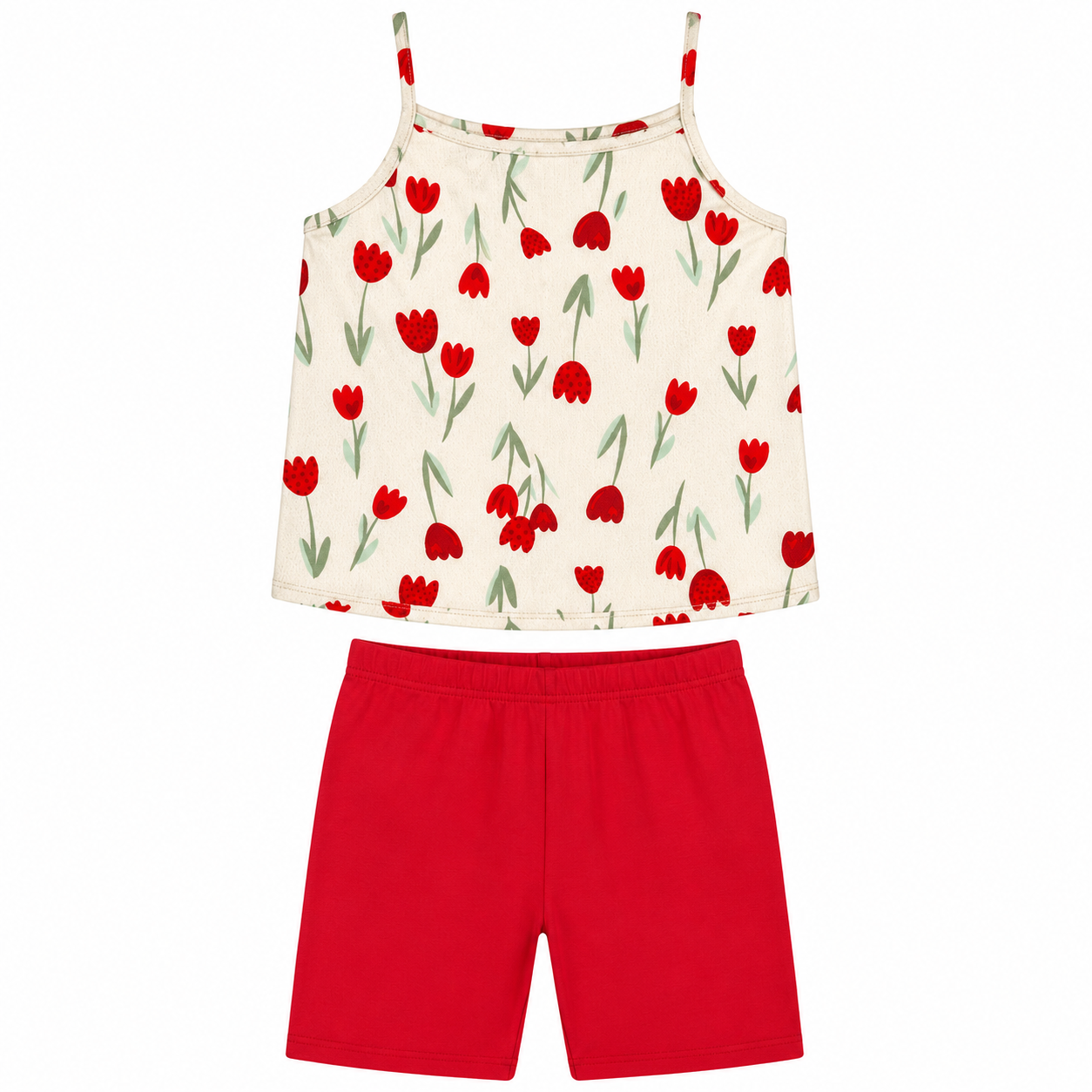 Conjunto Infantil Feminino Alakazoo Tulipas Blusa Alcinha e Short