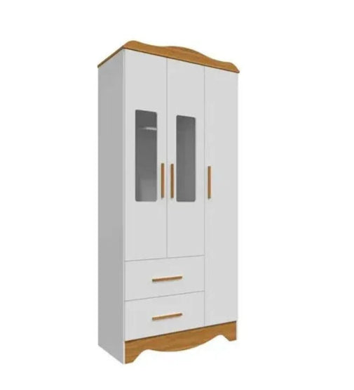 Guarda Roupa Clara Com Visor 3 Porta Plus Peroba