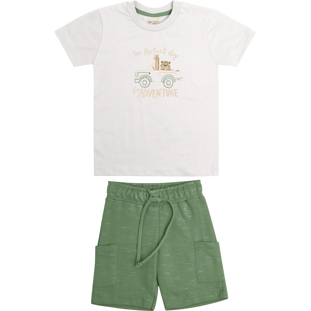 Conjunto Infantil Masculino Have Fun Adventure Camiseta e Bermuda Moletom Jet