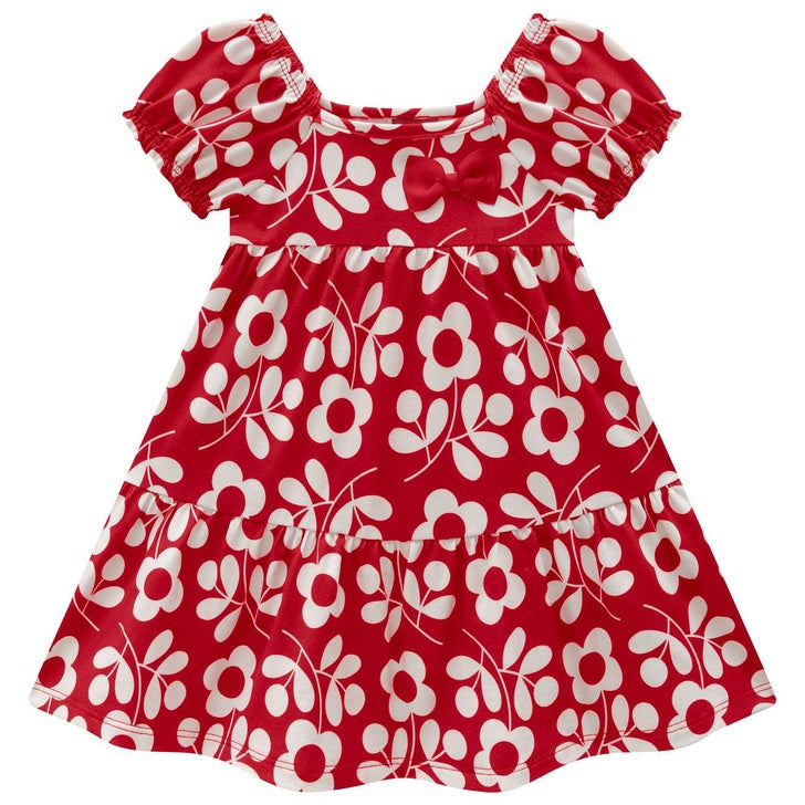 Vestido Infantil Kyly Flores e Lacinho