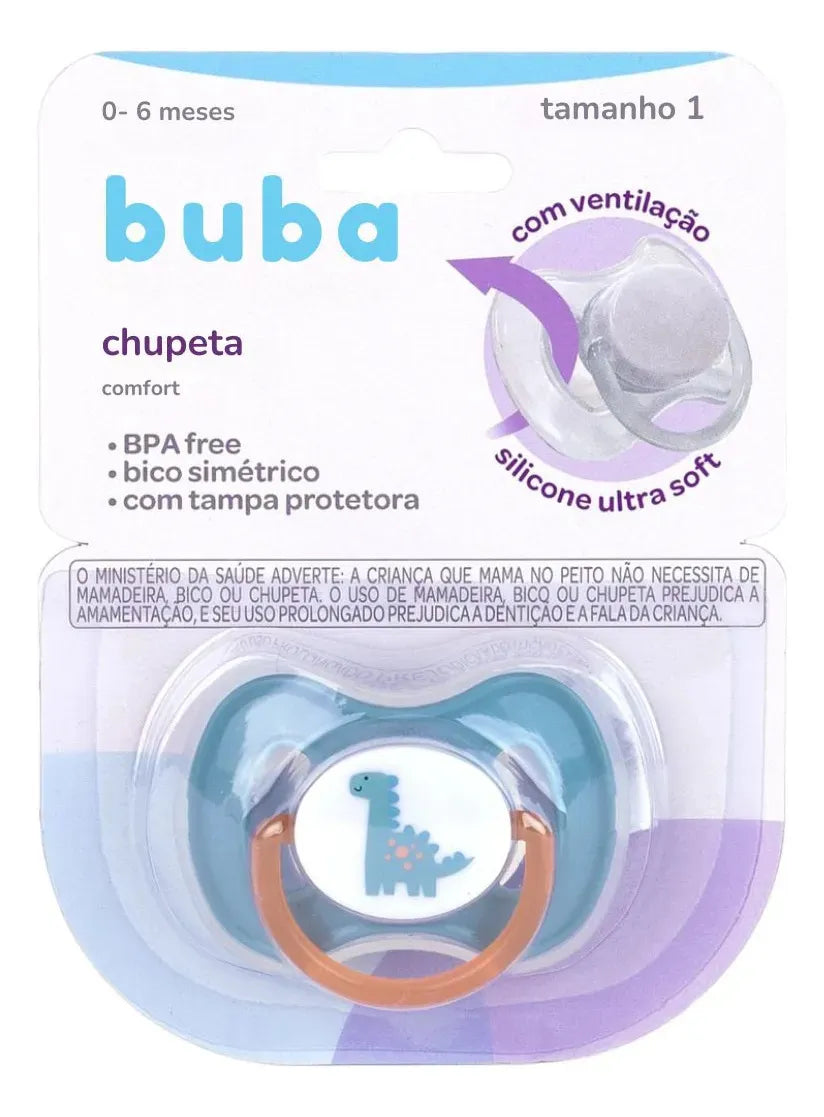 CHUPETA BUBA Chupeta Buba Comfort Magic Dino Tam 1 e Tam 2 Bico Simétrico de SiliconeMAGIG +0M