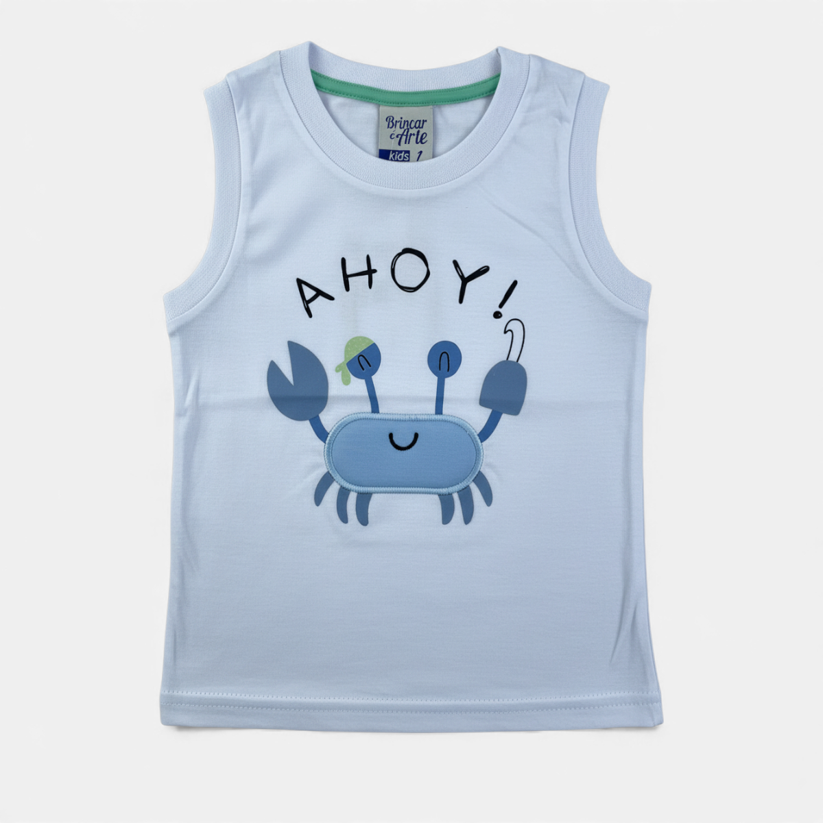 Machão Infantil Masculino Brincar e Arte Ahoy Caranguejo Pirata