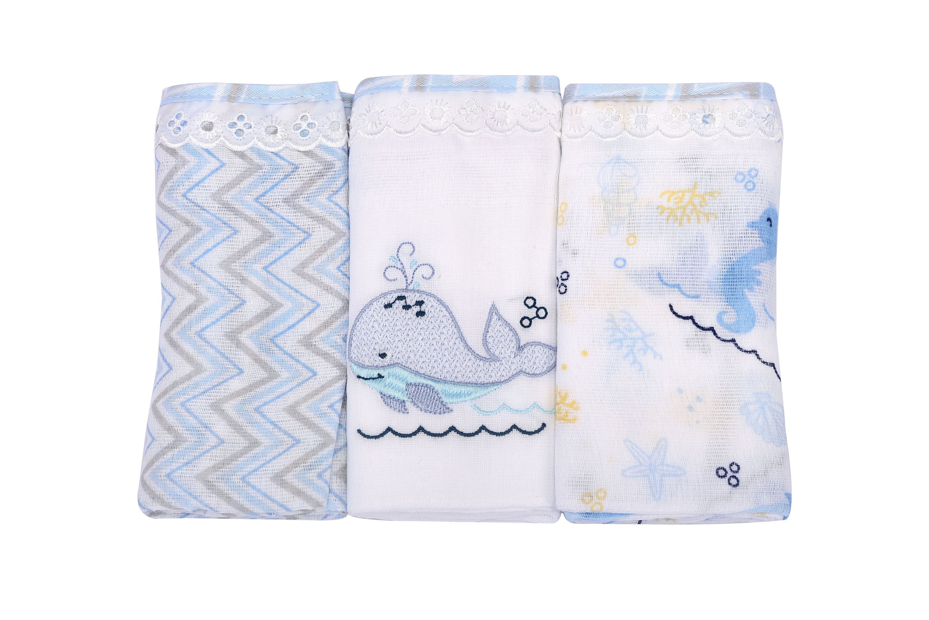 Kit Fralda Bebê 70x68 Dengo Enxoval Unissex 3 Peças