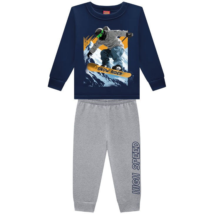 Conjunto Infantil Masculino Kyly Snow Rider em Moletom com Punho