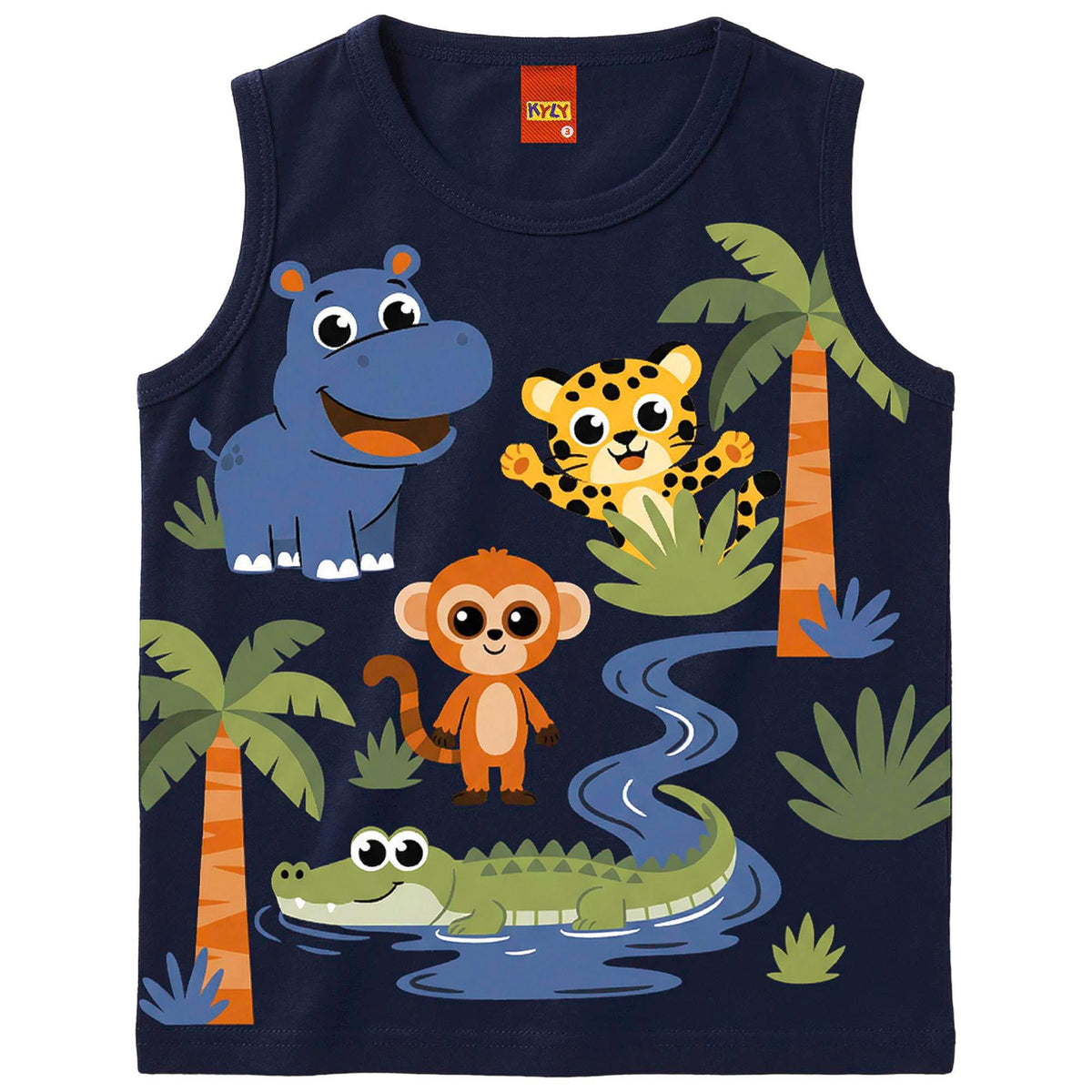 Regata Infantil Masculina Kyly Safari Animais da Selva