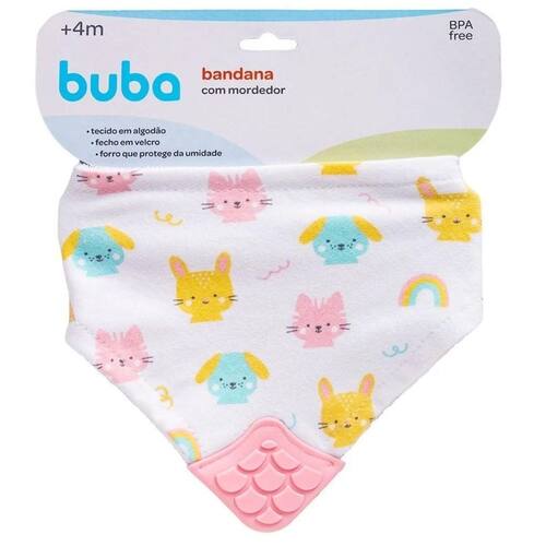 Bandana Bebê Buba com Mordedor de Silicone Estampada 4 Meses+